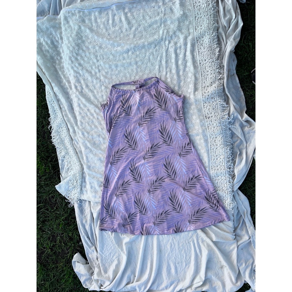 Balance Collection Women's‎ Size L Purple Leaf Print Athletic Dress